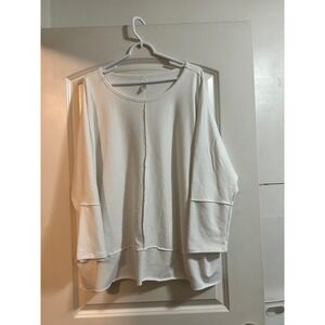 SPANX White Long Sleeve Seamed‎ Relaxed Fit Sweatshirt Top Plus Size 3X